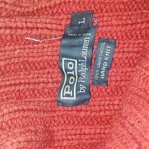 Red Polo Lambs Wool Cable Knit Sweater